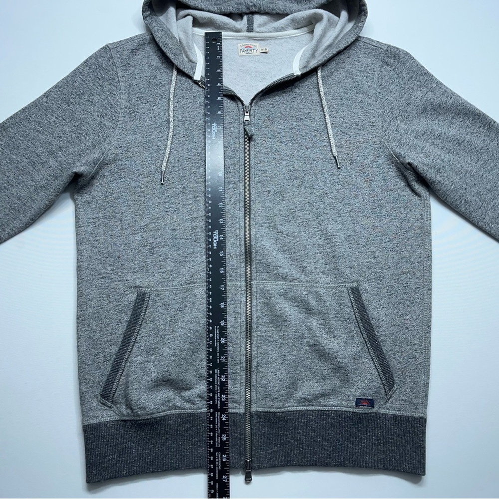 Faherty Full Zip Hoodie Mens Size Medium Gray Cotton Fleece Lined Huckberry - Picture 8 of 13